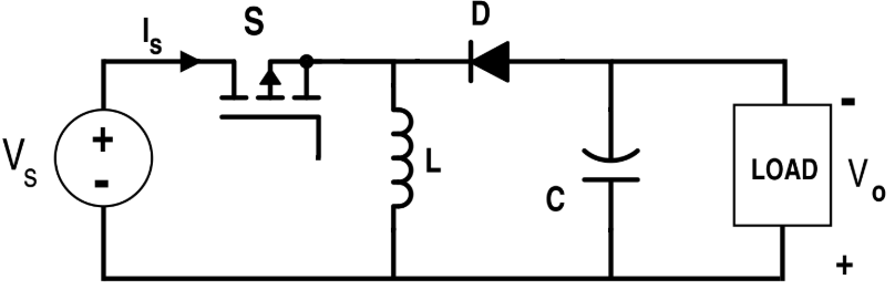 Inverting Buck-Boost Converter Schematic Diagram with MOSFET and Diode
