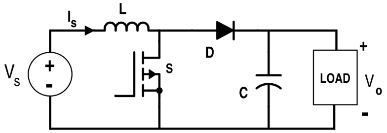 Inverting Buck-Boost Converter Schematic Diagram with MOSFET and Diode